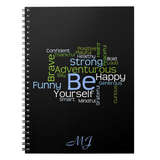 BE Yourself Inspirational Word Cloud Notebook (Front)