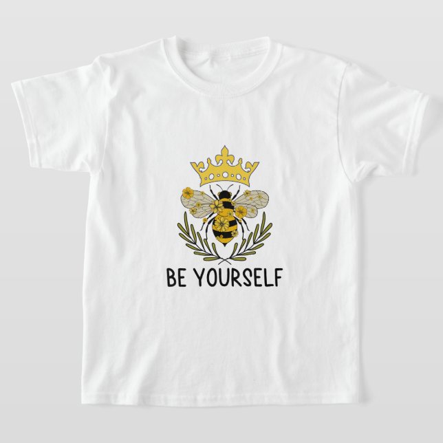 Be Yourself: Inspirational Yellow Bumble Bee T-Shirt (Laydown)