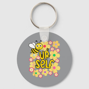 Be Yourself Kawaii Rainbow Flower Bee Keychain