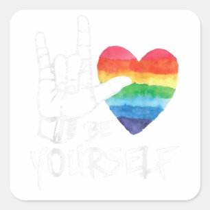 Be Yourself Lovely LGBT Gay Pride Lesbian Gays Lov Square Sticker