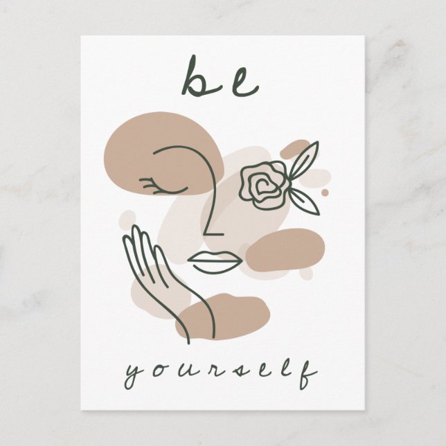 Be Yourself Motivating Words Abstract Face Postcard (Front)