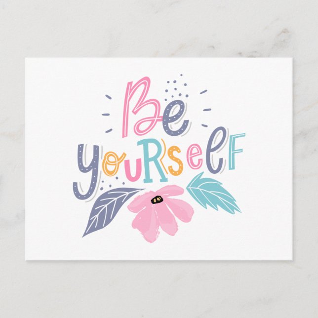 Be Yourself | Pastel Flowers Postcard (Front)
