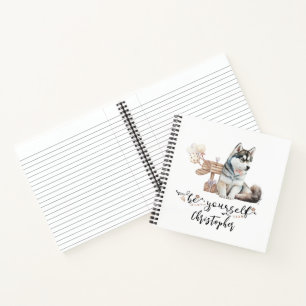 Be Yourself Personalized Husky Puppy Notebook