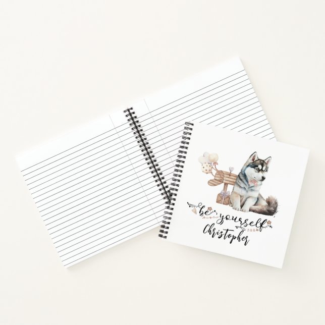 Be Yourself Personalized Husky Puppy Notebook (Inside)