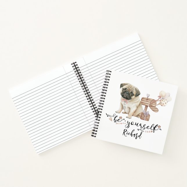 Be Yourself Personalized Pug Puppy Notebook (Inside)
