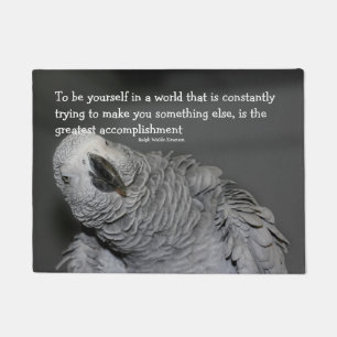 Be Yourself Quote Cute Parrot Inspirational  Doormat