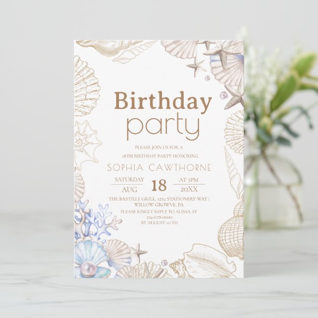 Beach 18th Birthday Party Invitation (Standing Front)