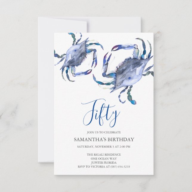 Beach 50th Birthday  Invitations Crab Boil (Front)