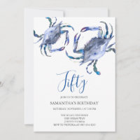 Beach 50th Birthday Invitations Crab Boil