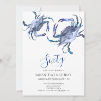 Beach 60th Birthday  Invitations Crab Boil
