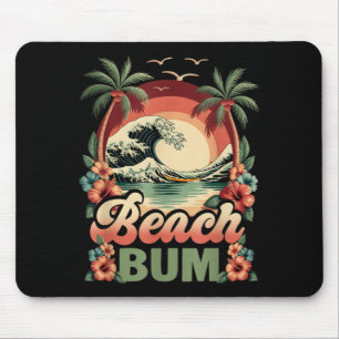 Beach a bum surf wave vintage tropical sunset mouse pad