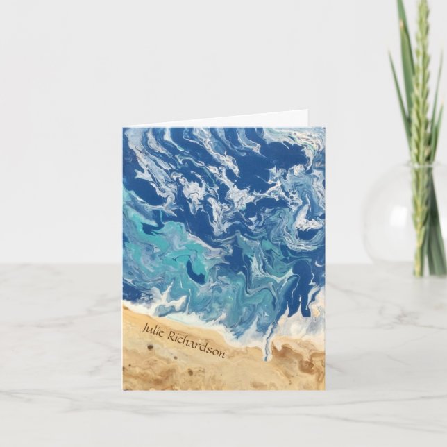 Beach Abstract Personalized Blank Note Card (Front)