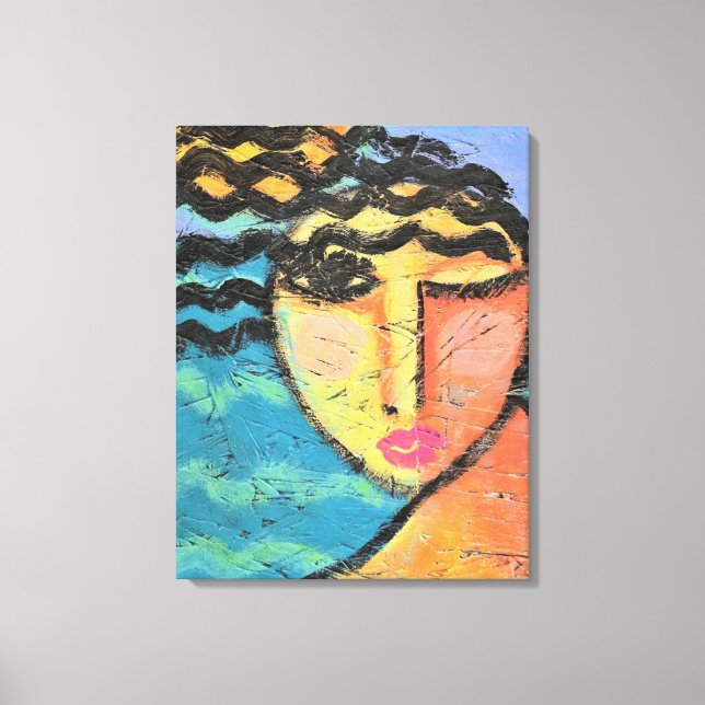 Beach Abstract Portrait of a Woman on OSB Board Canvas Print (Front)