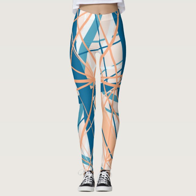 Beach Abstract Stripes Summer Geometric Leggings (Front)