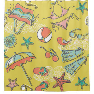 beach accessories. seamless pattern