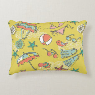 beach accessories. seamless pattern accent pillow