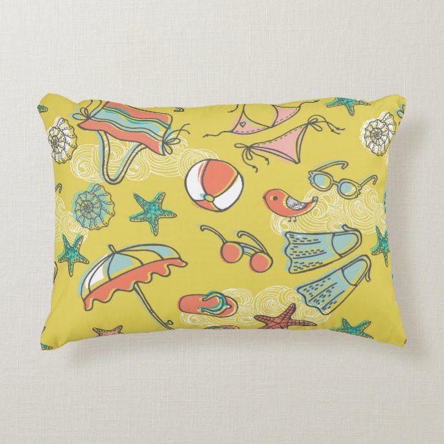 beach accessories. seamless pattern accent pillow (Front)