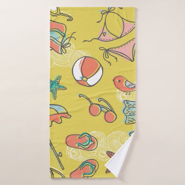 beach accessories. seamless pattern bath towel (Bath Towel)