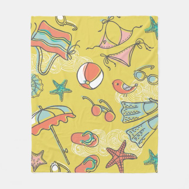 beach accessories. seamless pattern fleece blanket (Front)