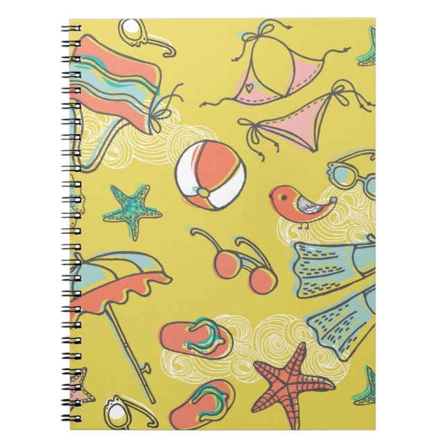 beach accessories. seamless pattern notebook (Front)