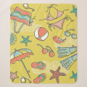 beach accessories. seamless pattern sherpa blanket
