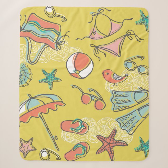 beach accessories. seamless pattern sherpa blanket (Front)