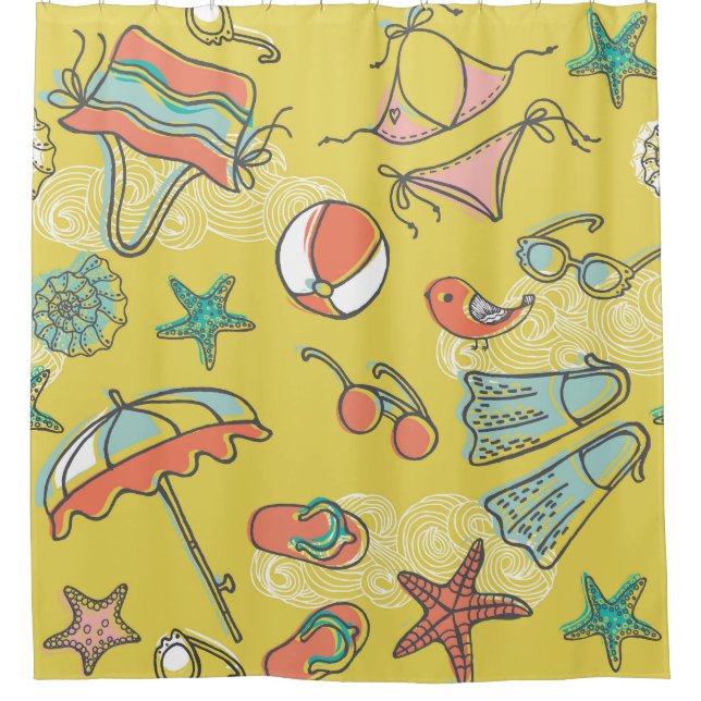 Beach Accessories: Summer Seamless Pattern. (Front)