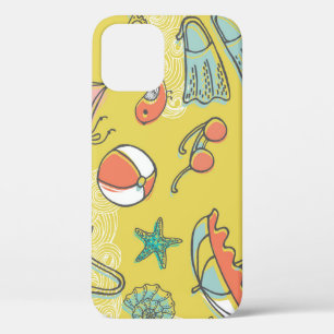 Beach Accessories: Summer Seamless Pattern. iPhone 12 Case