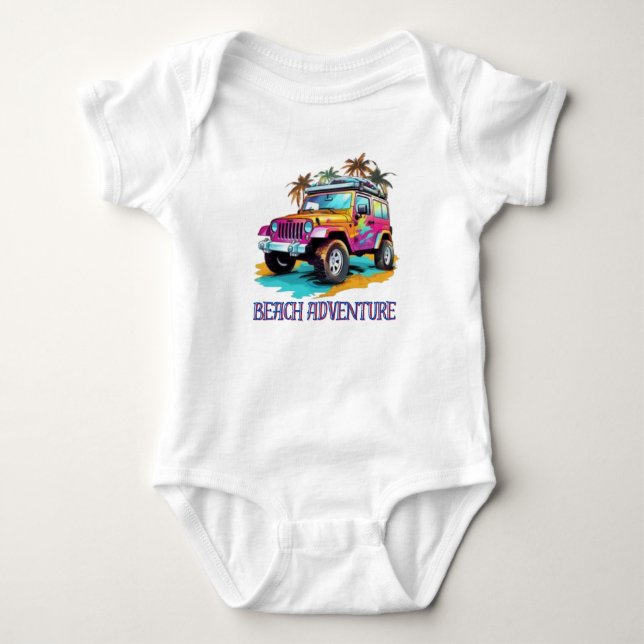 Beach Adventure Baby Bodysuit. Bodysuit (Front)