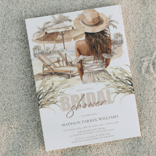 Beach Afro Bridal Shower Pastel Watercolor Invitation