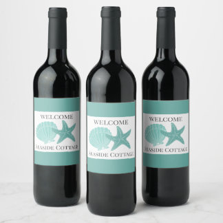 Beach Airbnb Vacation Rental Personalized Wine Label