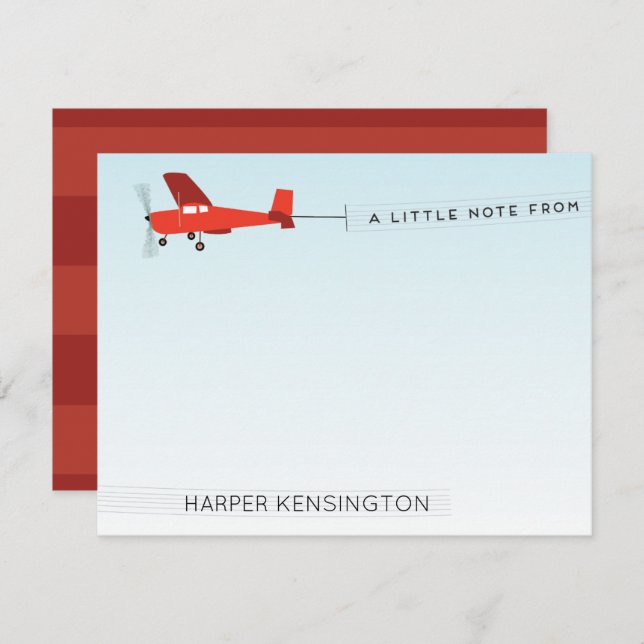 Beach Airplane Banner Personal Stationery Invitation (Front/Back)