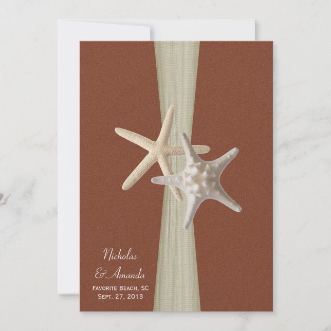 Beach Amore Starfish Wedding Invitation (Front)