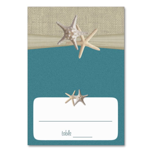 Beach Amore' Teal Seating Card (Front)