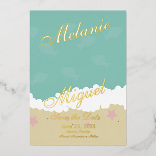 Beach Ampersand Save the Date Pressed