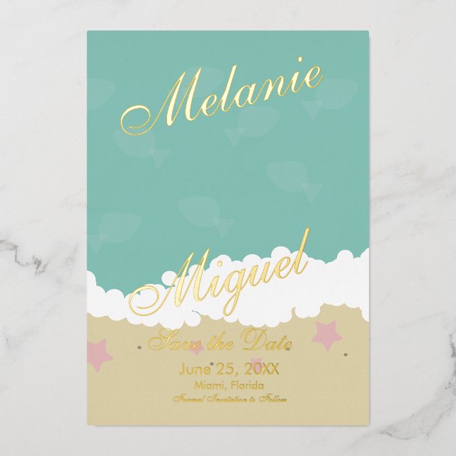  Beach Ampersand Save the Date Pressed  (Front)