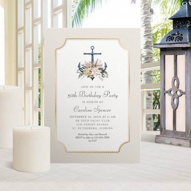 Beach Anchor Nautical Birthday Invitation (Creator Uploaded)