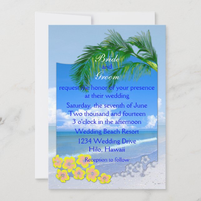Beach And Blue Skies Wedding Invitation (Front)