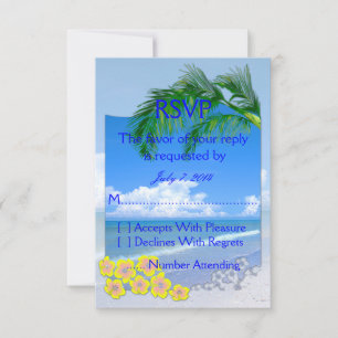 Beach And Blue Skies Wedding RSVP Card
