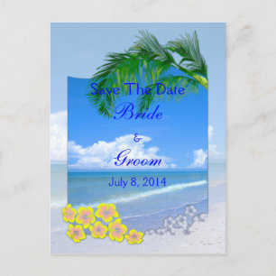 Beach And Blue Skies Wedding Save The Date Announcement Postcard