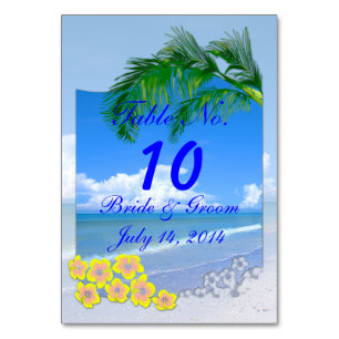 Beach And Blue Skies Wedding Table Card
