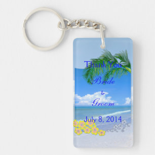 Beach And Blue Skies Wedding Thank You Keychain