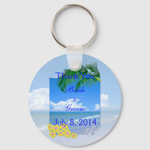 Beach And Blue Skies Wedding Thank You Keychain