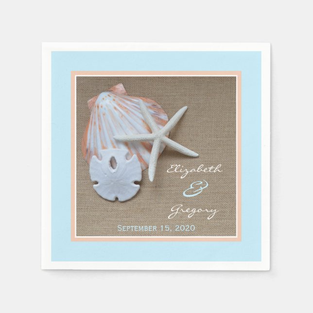 Beach and Burlap Wedding Paper Napkins (Front)