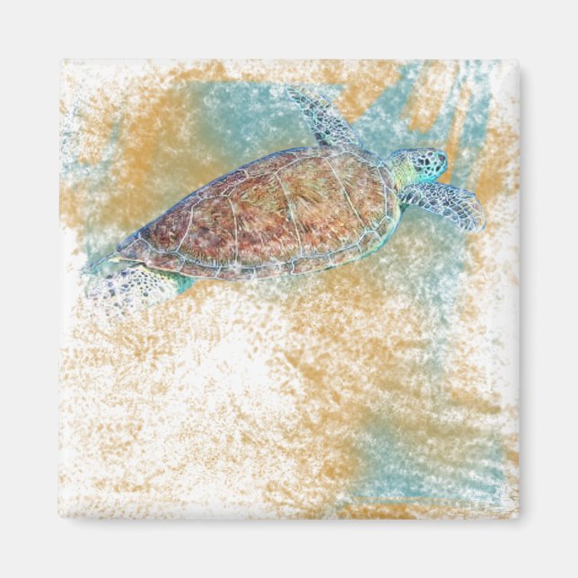 Beach And Coastal Art with Sea Turtle Magnet (Front)