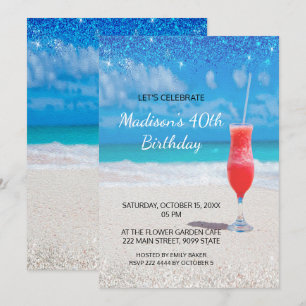 Beach and Cocktail Birthday Invitation