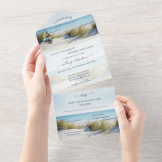 Beach and Dunes All in One Wedding Invitation