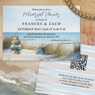 Beach and Dunes QR Code Rehearsal Dinner Invitation