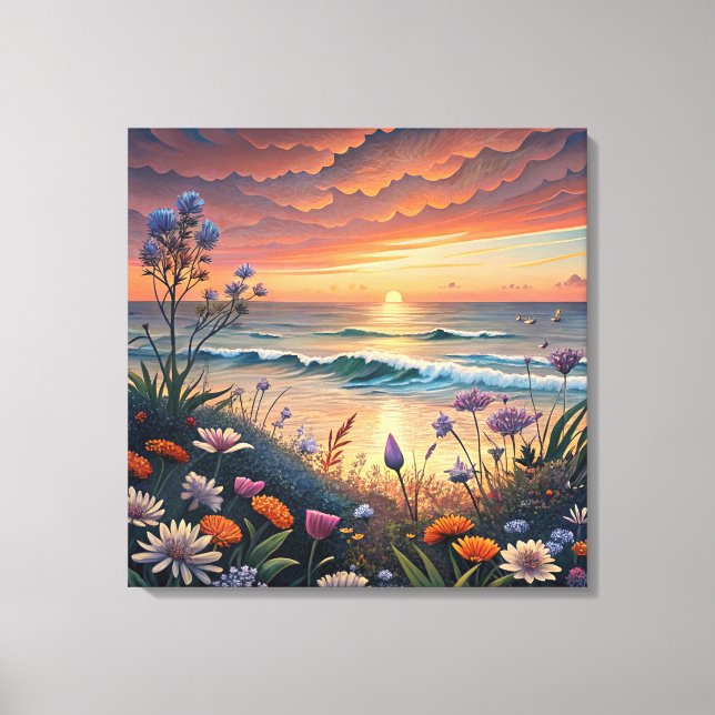 Beach and Floral Canvas Art (Front)