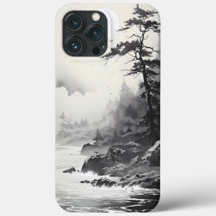 Beach And Forest Ink Style Graphic iPhone 13 Pro Max Case